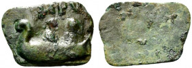 Roman Æ Tessera, c. 1st-3rd centuries AD (16mm, 1.00g). Galley left with two oarsmen; NPV above. R/ Blank. Cf. CNG e116, lot 249. Near VF
