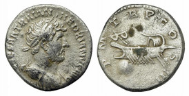 Hadrian (117-138). AR Denarius (18mm, 3.07g, 6h). Rome, c. 121-3. Laureate and draped bust r. R/ Galley l., no oarsmen: at the bow a mast raking forwa...