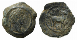 Hadrian (117-138). Egypt, Alexandria. Hypselite Nome. Æ Dichalkon (14.5mm, 2.21g, 12h), year 11 (AD 126/7). Laureate bust r., slight drapery. R/ Ram s...