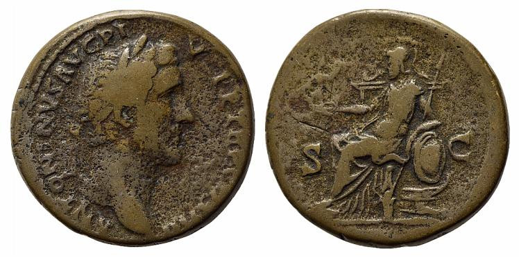 Antoninus Pius (138-161). Æ Sestertius (30.5mm, 23.22g, 12h). Rome, AD 147. Laur...