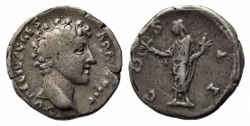 Marcus Aurelius (Caesar, 139-161). AR Denarius (18.5mm, 3.24g, 6h). Rome, 145-7. Bare head r. R/ Honos standing l., holding branch and cornucopia. RIC...