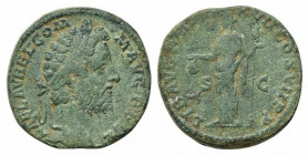 Commodus (177-192). Æ Sestertius (29mm, 21.63g, 6h). Rome, AD 192. Laureate head r. R/ Libertas standing l., holding pileus and sceptre; star to l. RI...