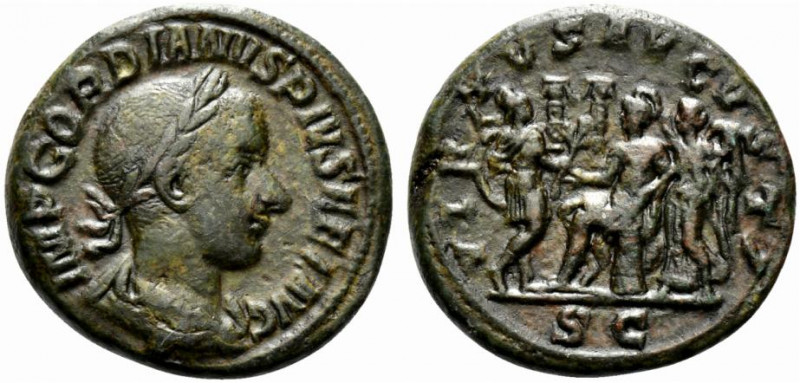 Gordian III (238-244). Æ As (25mm, 10.88g, 12h). Rome, 241-3. Laureate, draped a...