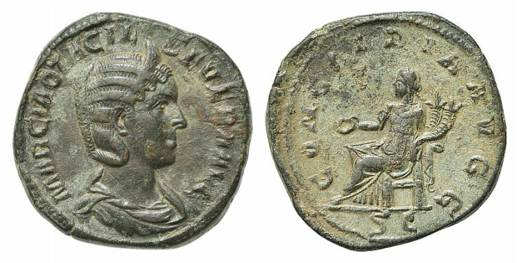 Otacilia Severa (Augusta, 244-249). Æ Sestertius (29.5mm, 19.36g, 6h). Rome, AD ...