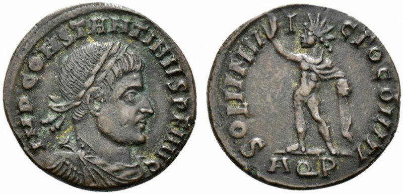 Constantine I (307/310-337). Æ Follis (20mm, 3.42g, 5h). Aquileia, 316-7. Laurea...