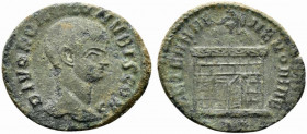 Divus Romulus (died 309). Æ Half Follis (25mm, 5.80g, 6h). Rome. Bare head r. R/ Domed, hexastyle temple with open door, eagle above; […]. Cf. RIC VI ...