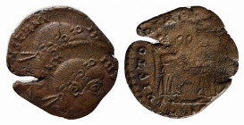 Constantius II (337-361). Æ (16mm, 1.37g, 12h). Uncertain mint. Laureate and rosette diademed, draped and cuirassed bust r. R/ Victories standing and ...
