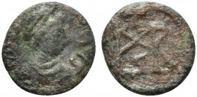 Marcian (450-457). Æ (10mm, 0.80g, 6h). Uncertain mint. Blank. R/ Monogram; S below; all within wreath; […]. Cf. RIC X 541 (Constantinople). VF