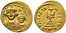 Heraclius and Heraclius Constantine (610-641). AV Solidus (20mm, 4.34g, 7h). Constantinople, 613-616. Crowned and draped busts of Heraclius and Heracl...