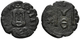 Theophilus (829-842). Æ 40 Nummi (19mm, 4.44g, 6h). Syracuse, 830-842. Crowned facing bust, wearing chlamys and holding globus cruciger. R/ Large M; X...
