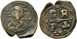 Romanus IV (1068-1071). Æ 40 Nummi (29mm, 7.26g, 6h). Constantinople. Nimbate facing bust of Christ, holding Gospels and raising hand in benediction. ...