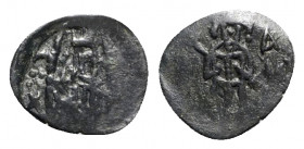 John VIII Palaeologus (1425-1448). Æ Follaro (14mm, 0.65g, 7h), Constantinople. Christ, standing within mandorla, raising hand in benediction. R/ John...
