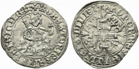 Italy, Napoli. Roberto I d'Angiò (1309-1343). AR Gigliato (29mm, 3.94g, 9h). King seated facing on lion throne, holding sceptre and globus cruciger. R...