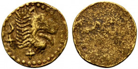 Etruria, Populonia, c. 300-250 BC. AV 25 Asses (12mm, 1.44g). Head of lion r.; XXV (mark of value) to l. and below. R/ Blank. Cf. HNItaly 128 (for pro...