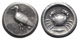 Sicily, Akragas, c. 480/478-470 BC. Replica of Didrachm (18mm, 8.45g, 6h). Eagle standing l. R/ Crab; barley grain below; all within shallow incuse ci...
