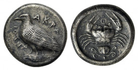Sicily, Akragas, c. 460-450/46 BC. Replica of Tetradrachm (23mm, 16.42g, 6h). Sea eagle standing l. R/ Crab; floral design below; all within shallow i...