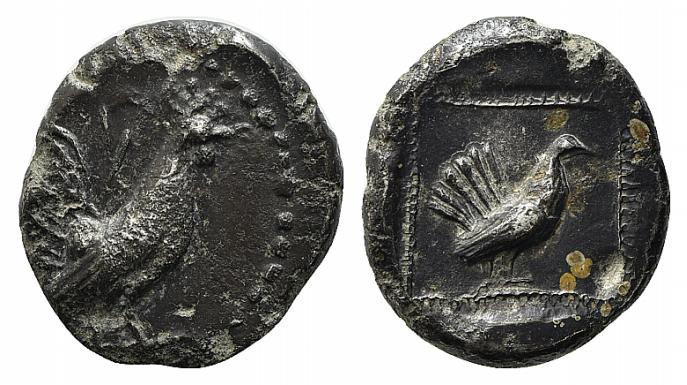 Sicily, Himera, c. 500-483/2 BC. Replica of Drachm (18.5mm, 5.49g, 6h). Cock sta...