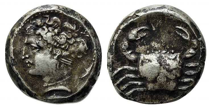 Sicily, Motya, c. 405-397 BC. Replica of Tetradrachm (22mm, 17.00g, 6h). Head of...