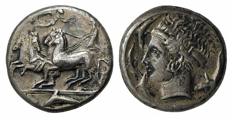 Sicily, Syracuse. Dionysios I (405-367 BC). Replica of Tetradrachm (25.5mm, 16.7...