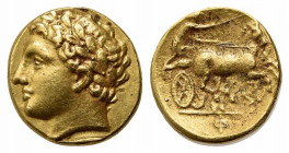 Sicily, Syracuse. Agathokles (317-289 BC). Replica of Tetrobol - Dekadrachm (12mm, 2.78g, 6h). Head of Apollo l., wearing laurel wreath. R/ Charioteer...