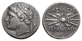 Sicily, Syracuse. Hieronymos (215-214 BC). Replica of 10 Litrai (21mm, 8.45g, 6h). Diademed head l. R/ Winged thunderbolt; KI above. Cf. HGC 2, 1567 (...