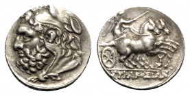 Sicily, Syracuse. Fifth Democracy, 214-212 BC. Replica of 6 Litrai (18mm, 4.00g, 7h). Bearded head of Herakles l., wearing lion skin. R/ Nike, holding...