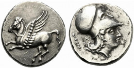 Akarnania, Anaktorion, c. 4th century BC. Replica of Stater (21mm, 8.41g, 12h). Pegasos flying l. R/ Helmeted head of Athena r.; club behind. Modern r...