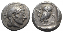 Athens, c. 500/490-485/0 BC. Replica of Tetradrachm (23mm, 17.08g, 6h). Head of Athena r., wearing crested Attic helmet. R/ Owl standing r.; olive spr...