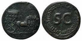 Tiberius (14-37). Replica of Sestertius (34mm, 29.40g, 6h). Carpentum drawn r. by four horses. R/ Large S C. Cf. RIC I 60 (for prototype). Modern repl...