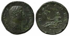 Hadrian (117-138). Replica of Sestertius (34.5mm, 24.05g, 6h), Rome, c. 130-3. Bare-headed and draped bust r. R/ Hispania reclining l., holding branch...
