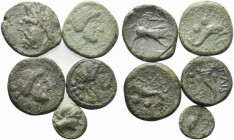 Magna Graecia, lot of 5 Æ coins, to be catalog. Lot sold as is, no return