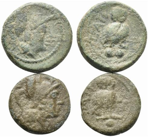 Northern Apulia, Teate, lot of 2 Æ coins, to be catalog. Lot sold as is, no retu...