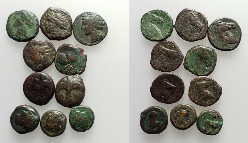 Sardinia and Sicily, lot of 10 Punic Æ coins, to be catalog. Lot sold as is, no ...