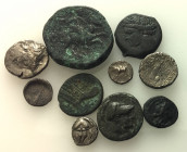Lot of 10 Greek Æ and AR coins, to be catalog. Lot sold as is, no return