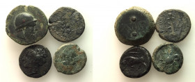 Lot of 4 Greek Æ coins, including a modern replica of Lipara, to be catalog. Lot sold as is, no return