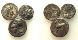 Lot of 3 Greek and Roman Republican AR coins, to be catalog. Lot sold as is, no return