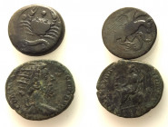 Mixed lot of 2 Æ Greek and Roman Imperial coins, including Sicily, Akragas and Commodus Dupondius. Lot sold as is, no return