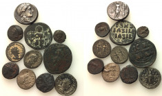 Mixed lot of 11 Æ Greek, Roman and Byzantine coins, including a Replica of Syracuse, Agathokles (AR Tetradrachm), to be catalog. Lot sold as is, no re...