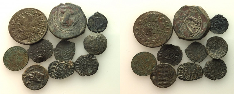 Lot of 10 Medieval and Modern Æ and BI coins, to be catalog. Lot sold as is, no ...