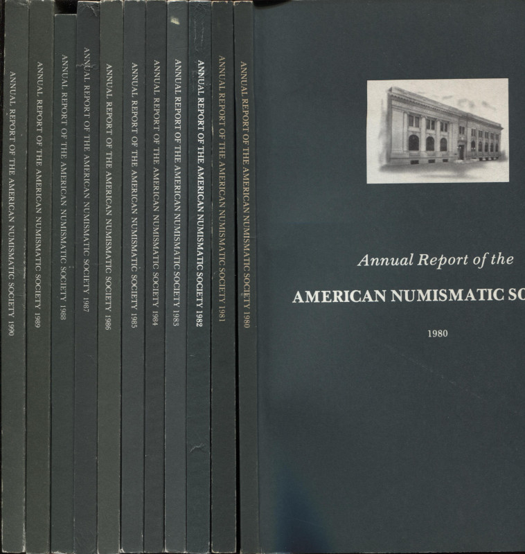 A.A.V.V. - Annual report of the American Numismatic Society. 1980 – 1990. 11 vol...