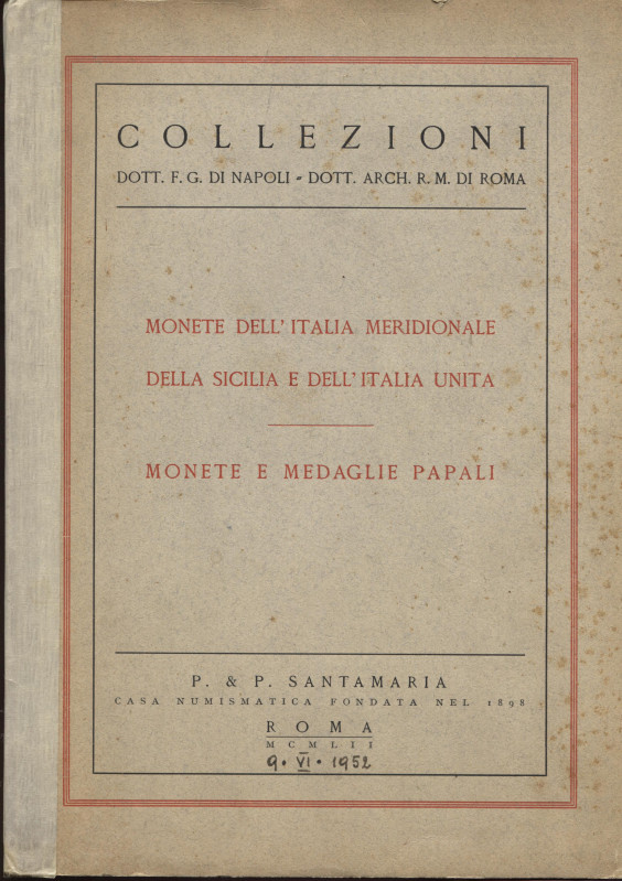 SANTAMRIA P. & P. – Roma, 9 – Giugno, 1952. Collezioni F. Guerrini e dott. Arch....