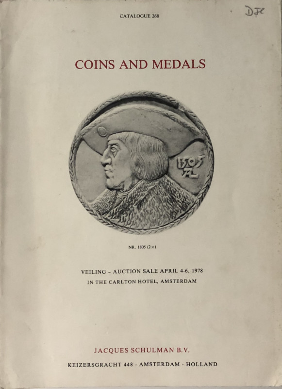 Schulman J. Catalogue No. 268, Coins and Medals. Amsterdam 04-06 April 1978. Bro...