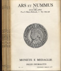 ARS ET NUMMUS. Milano, 1977. Listini a prezzo fisso ( 5 fascicoli 1977 ) completo. Monete greche, romane, medioevali, medaglie e libri, con tavole di ...