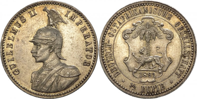 Africa Orientale Tedesca - Guglielmo II (1888-1918) - 1/2 Rupia 1891 - KM# 4 - A...