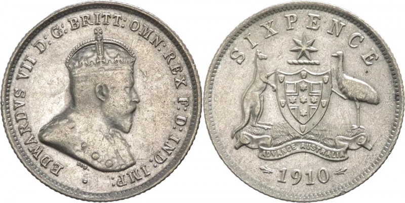 Australia - Edoardo VII (1901-1910) - 6 pence 1910 - KM# 19 - Ag
SPL

Spedizi...