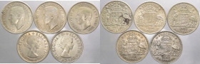 Australia - Giorgio VI (1936-1952) e Elisabetta II (dal 1952) - lotto di 5 monete da 1 fiorino anni vari - Ag
mediamente mBB

Spedizione solo in It...