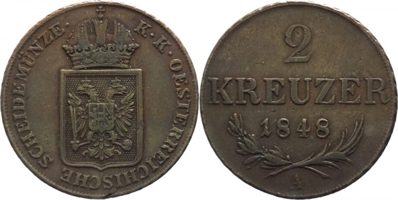 Austria - Ferdinando I (1835-1848) - 2 kreutzer 1848 - KM# 2188 - Cu
mBB

Spe...