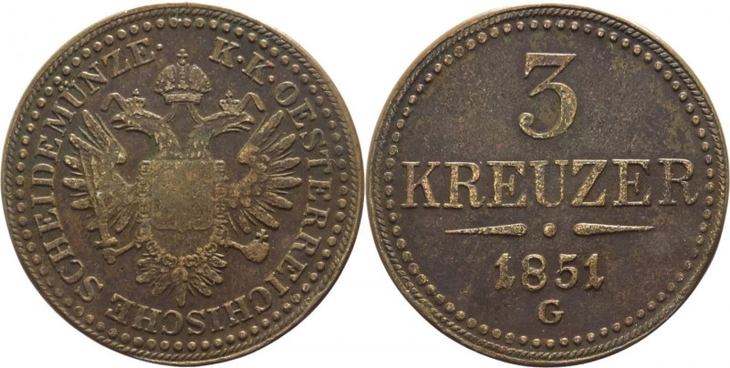 Austria - Francesco Giuseppe I (1848-1916) - 3 kreutzer 1851 G - KM# 2193 -Ae 
...