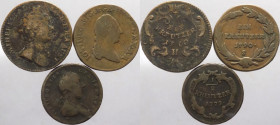Austria - Maria Teresa (1740-1780) e Giuseppe II come reggente (1765-1780) e imperatore (1780-1790) - lotto di 3 monete di cui 2 da 1 kreutzer e 1 da ...