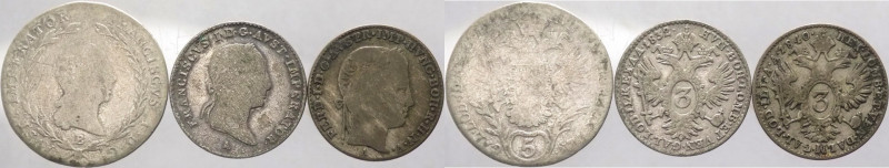 Austria - Francesco II (1792-1835) e Ferdinando I (1835-1848) - lotto di 3 monet...